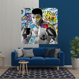 Muhammad Ali Boxer Graffiti Canvas Wall Art-GraffitiWallArt