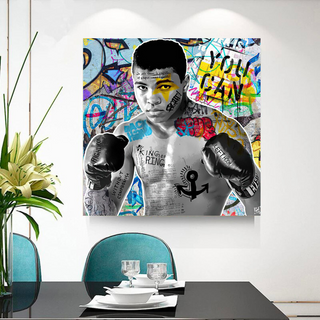 Muhammad Ali Boxer Graffiti Canvas Wall Art-GraffitiWallArt