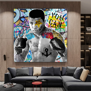 Muhammad Ali Boxer Graffiti Canvas Wall Art-GraffitiWallArt