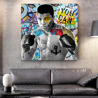 Muhammad Ali Boxer Graffiti Canvas Wall Art-GraffitiWallArt