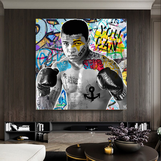 Muhammad Ali Boxer Graffiti Canvas Wall Art-GraffitiWallArt