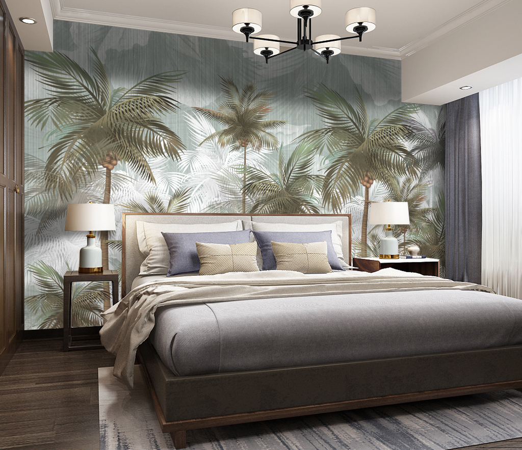 Nature Palm Trees Design - Tropical Forest Wallpaper Mural-GraffitiWallArt