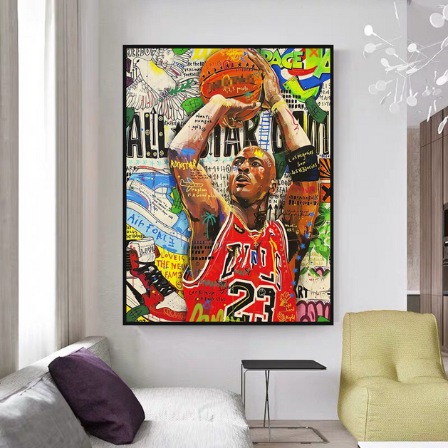 NBA All Star Jordan Canvas Wall Art-GraffitiWallArt