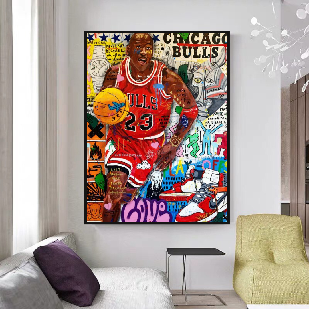 NBA All Star Jordan Canvas Wall Art-GraffitiWallArt