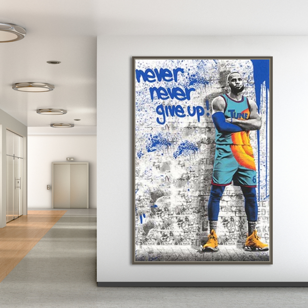 NBA All Star LeBron James Never give up Canvas Wall Art-GraffitiWallArt