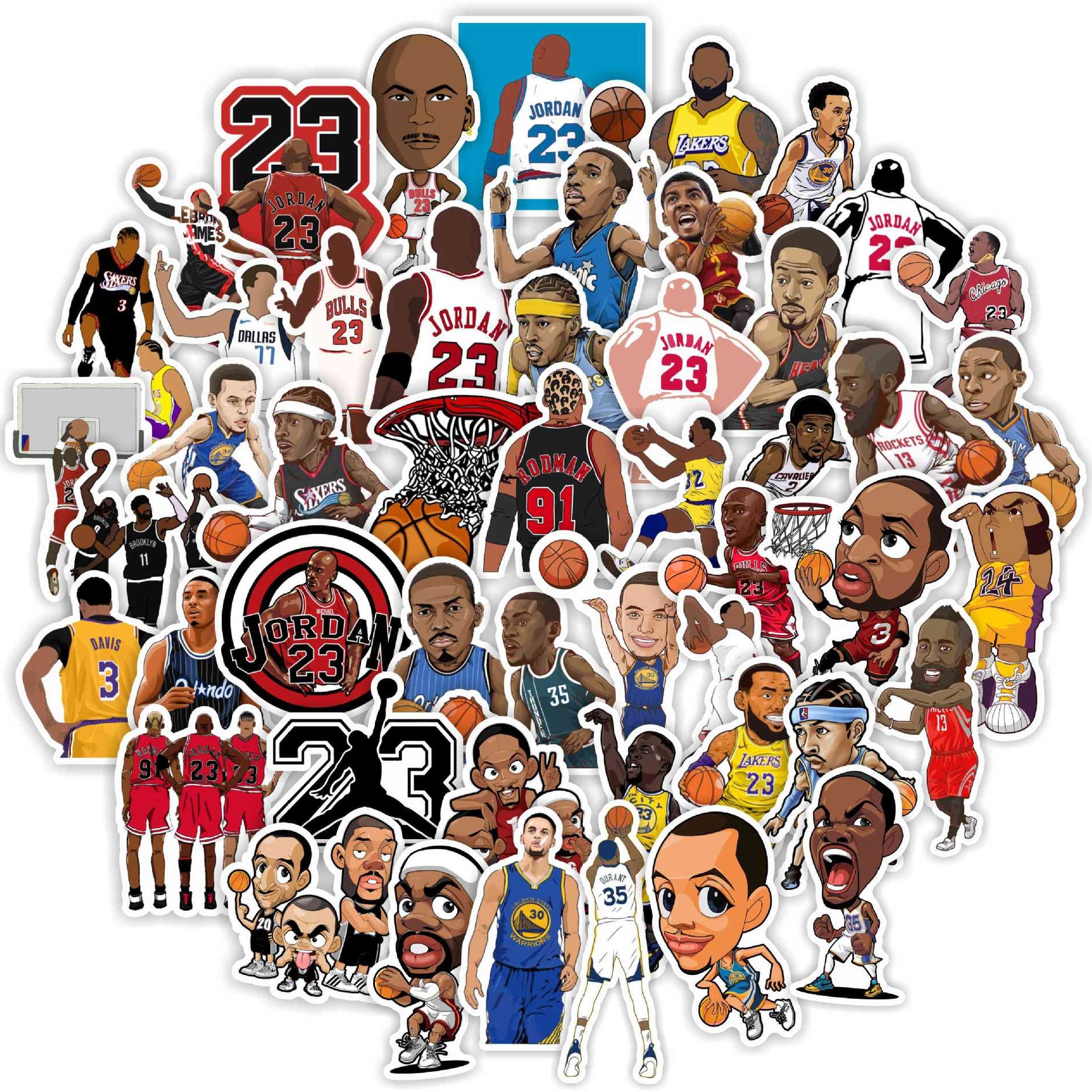 NBA Basketball Star Stickers-GraffitiWallArt