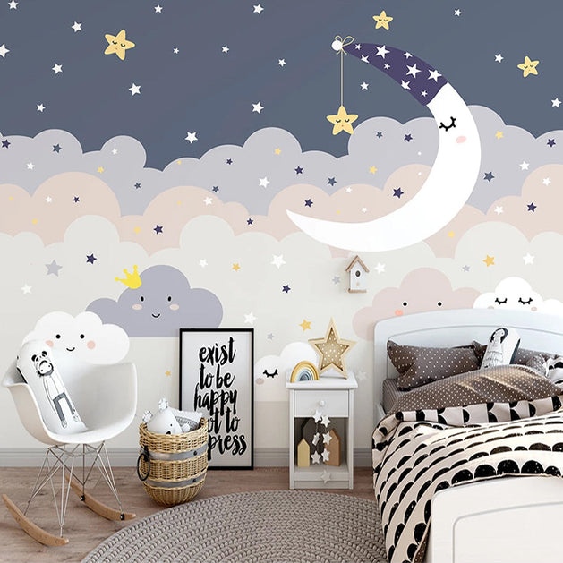 Nighty Night Moon Nursery Wallpaper - Transform Baby's Room-GraffitiWallArt