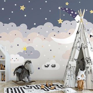 Nighty Night Moon Nursery Wallpaper - Transform Baby's Room-GraffitiWallArt