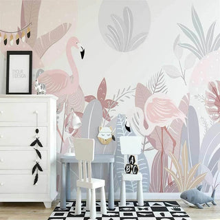 Nordic Abstract Plant Flamingo Wallpaper for Home Wall Decor-GraffitiWallArt