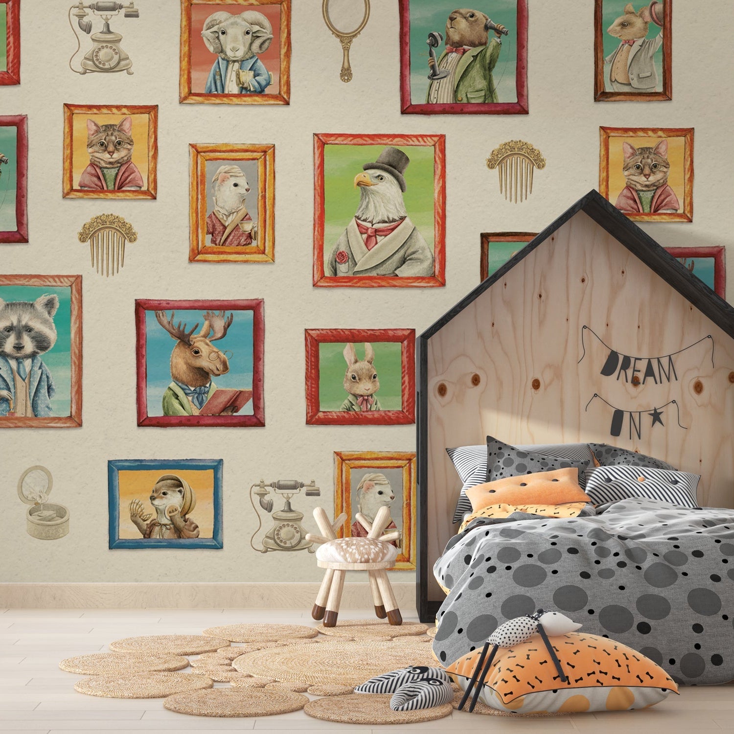 Nordic Animals Art Gallery - Kids Room Wallpaper Mural-GraffitiWallArt