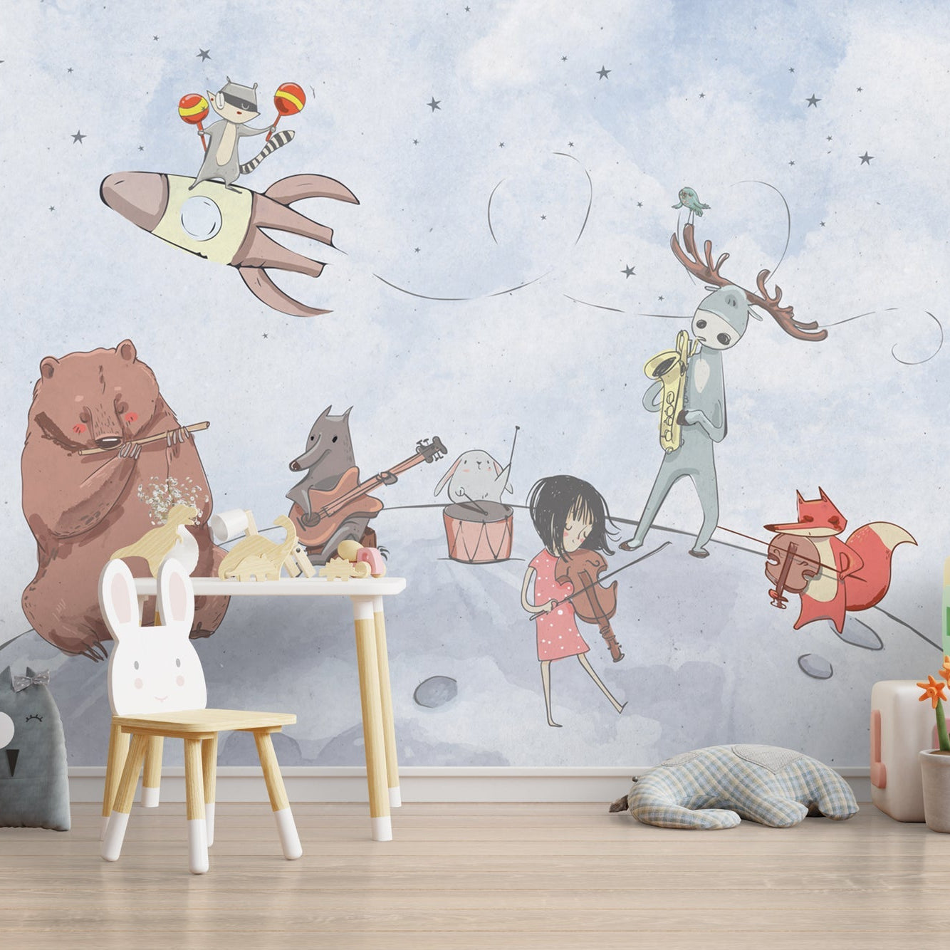 Nordic Animals Party - Kids Room Wallpaper Mural - GraffitiWallArt