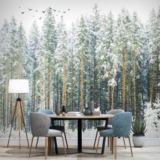 Nordic Forest Bird Scenery Wallpaper for Home Wall Decor-GraffitiWallArt