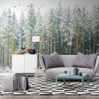 Nordic Forest Bird Scenery Wallpaper for Home Wall Decor-GraffitiWallArt