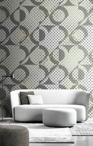 Nordic Khaki Geometric Wallpaper Mural-GraffitiWallArt