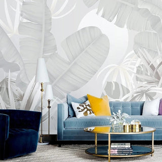 Nordic Tropical Leaves Palm Leaves Wallpaper Mural-GraffitiWallArt