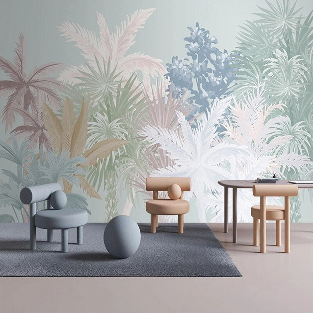 Nordic Tropical Plant Forest Wallpaper for Home Wall Decor-GraffitiWallArt