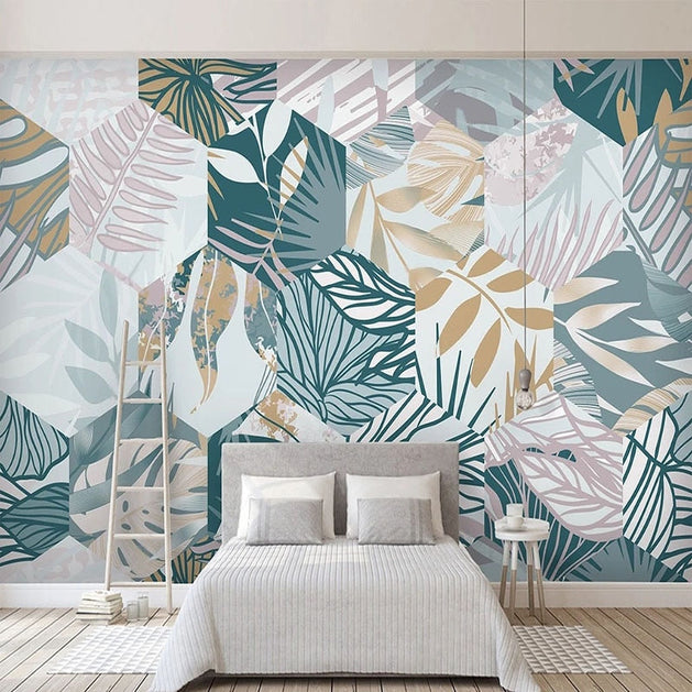 Nordic Tropical Plant Leaf Wallpaper for Home Wall Decor-GraffitiWallArt
