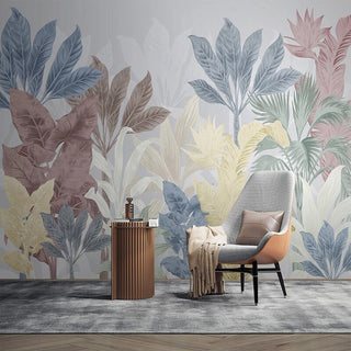 Nordic Tropical Plants Leaf Wallpaper Mural-GraffitiWallArt