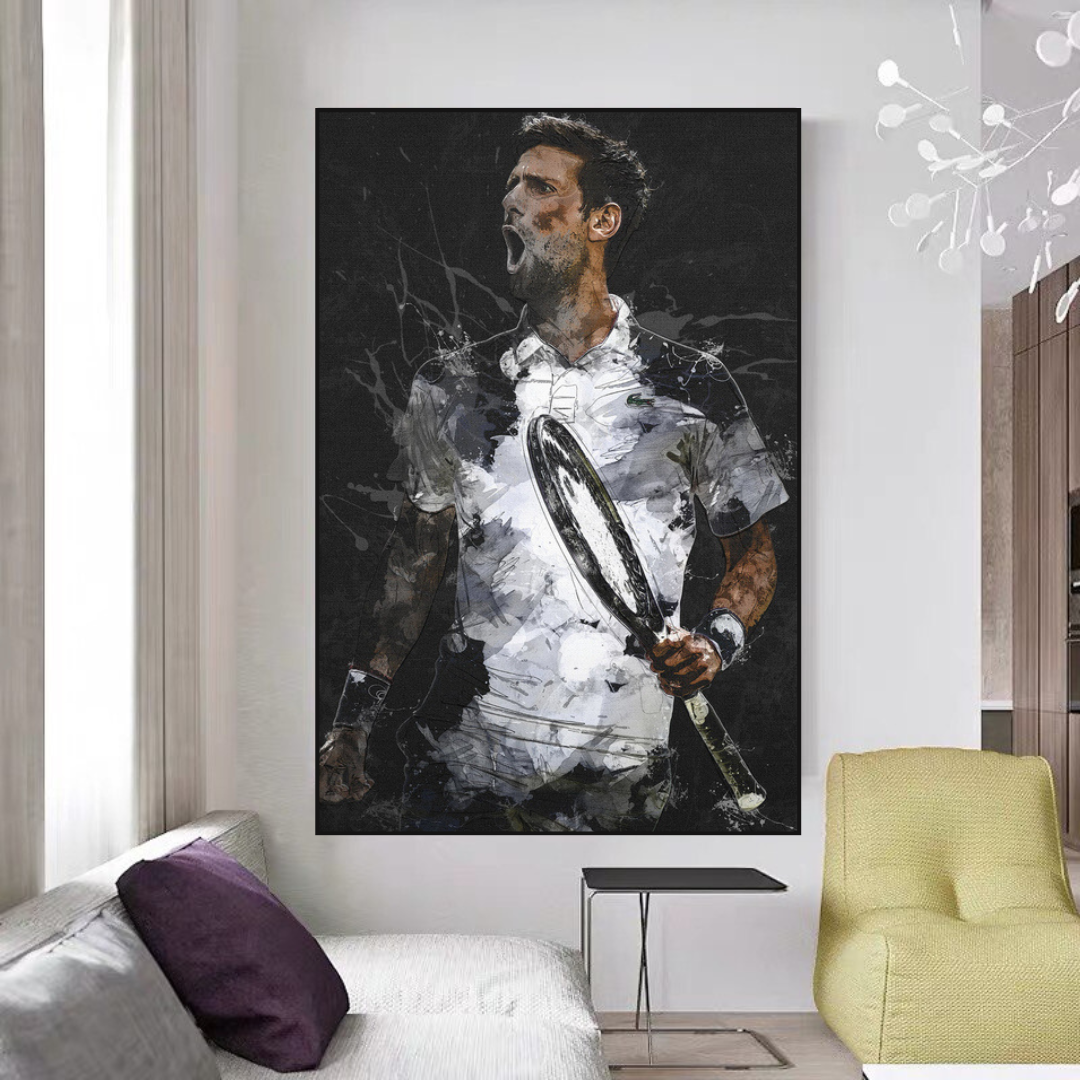 Novak Djokovic Tennis Legend Sports Canvas Wall Art-GraffitiWallArt