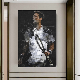 Novak Djokovic Tennis Legend Sports Canvas Wall Art-GraffitiWallArt