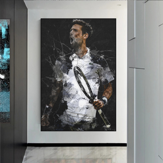 Novak Djokovic Tennis Legend Sports Canvas Wall Art-GraffitiWallArt