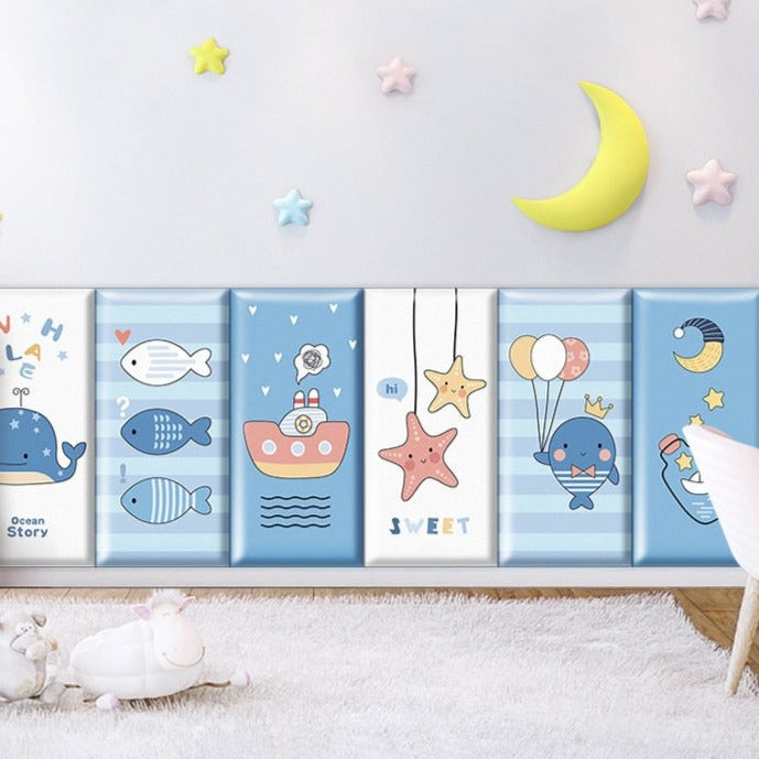 Ocean Creatures Kids Wall Padded Safety Cushions-GraffitiWallArt