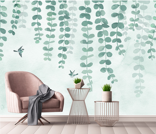 Olive Green Vine Wallpaper Mural: Transform Your Space-GraffitiWallArt