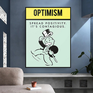 Optimism Spread Positivity: Monopoly Canvas Wall Art-GraffitiWallArt