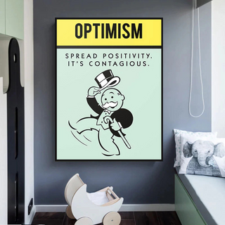 Optimism Spread Positivity: Monopoly Canvas Wall Art-GraffitiWallArt