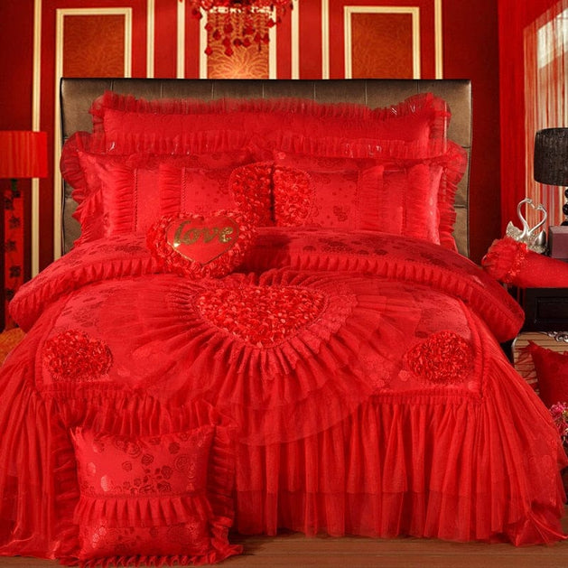 Oriental lace wedding luxury royal Bedding set-GraffitiWallArt