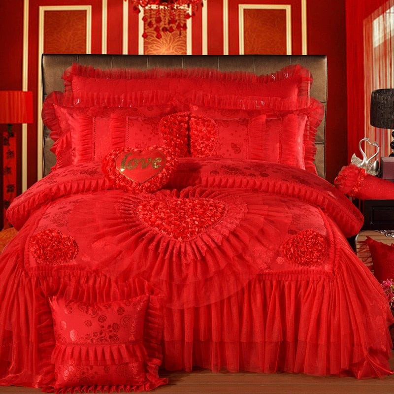 Oriental lace wedding luxury royal Bedding set-GraffitiWallArt