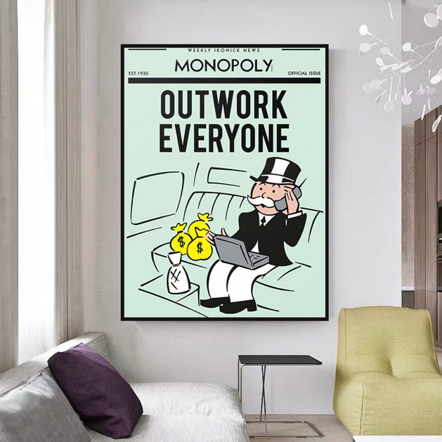 Outwork Everyone: Monopoly Canvas Wall Art