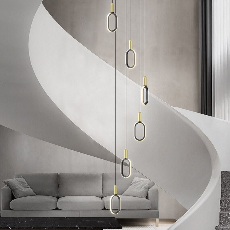 Oval Staircase Chandelier: Illuminate Your Stairs-GraffitiWallArt