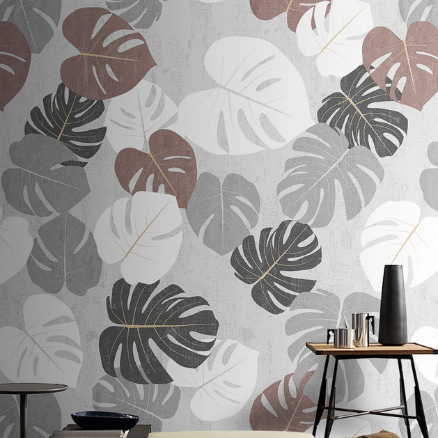 Palm Pastel Leaves Wallpaper Mural-GraffitiWallArt