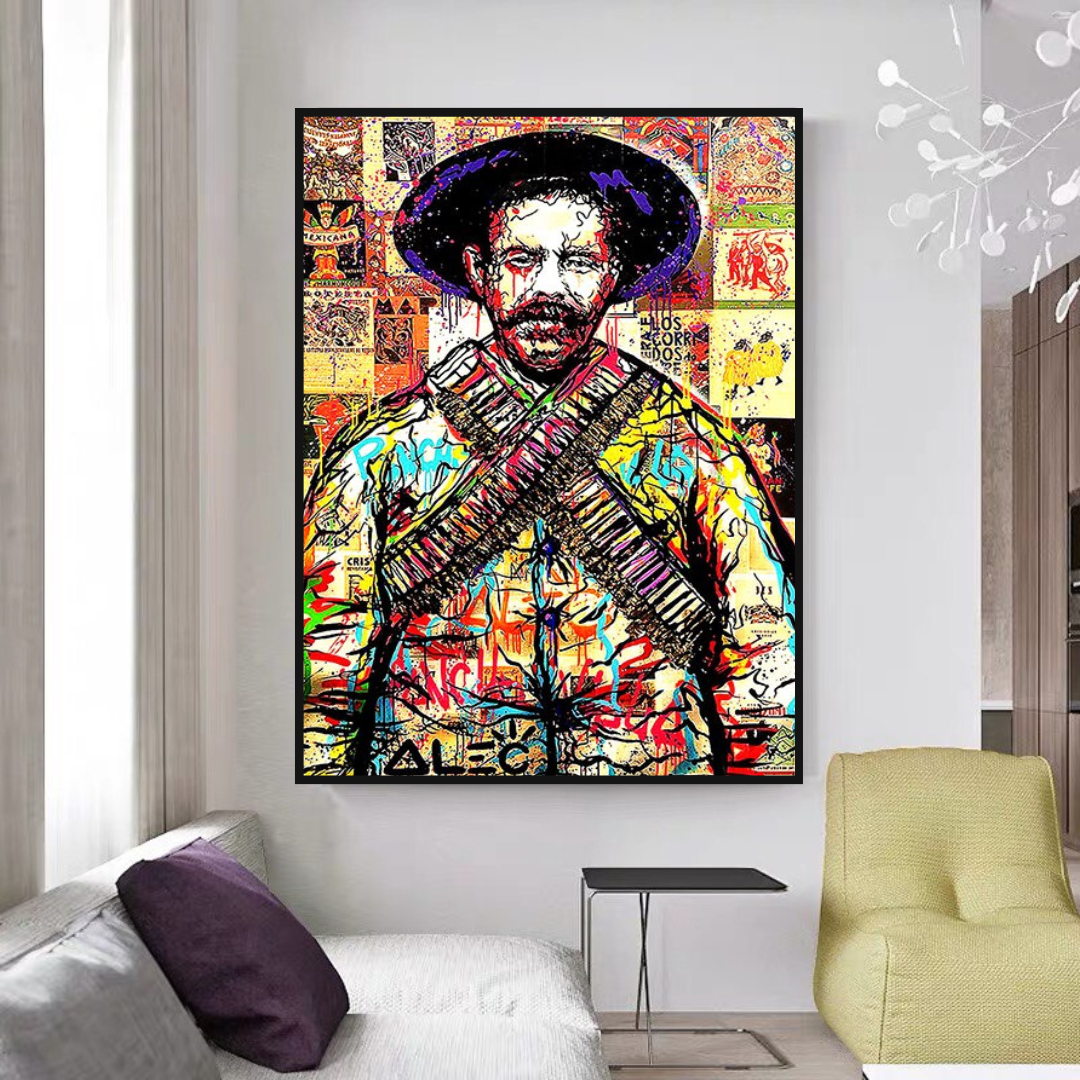 Pancho Villa Canvas Wall Art: Mexican Revolution Tribute-GraffitiWallArt