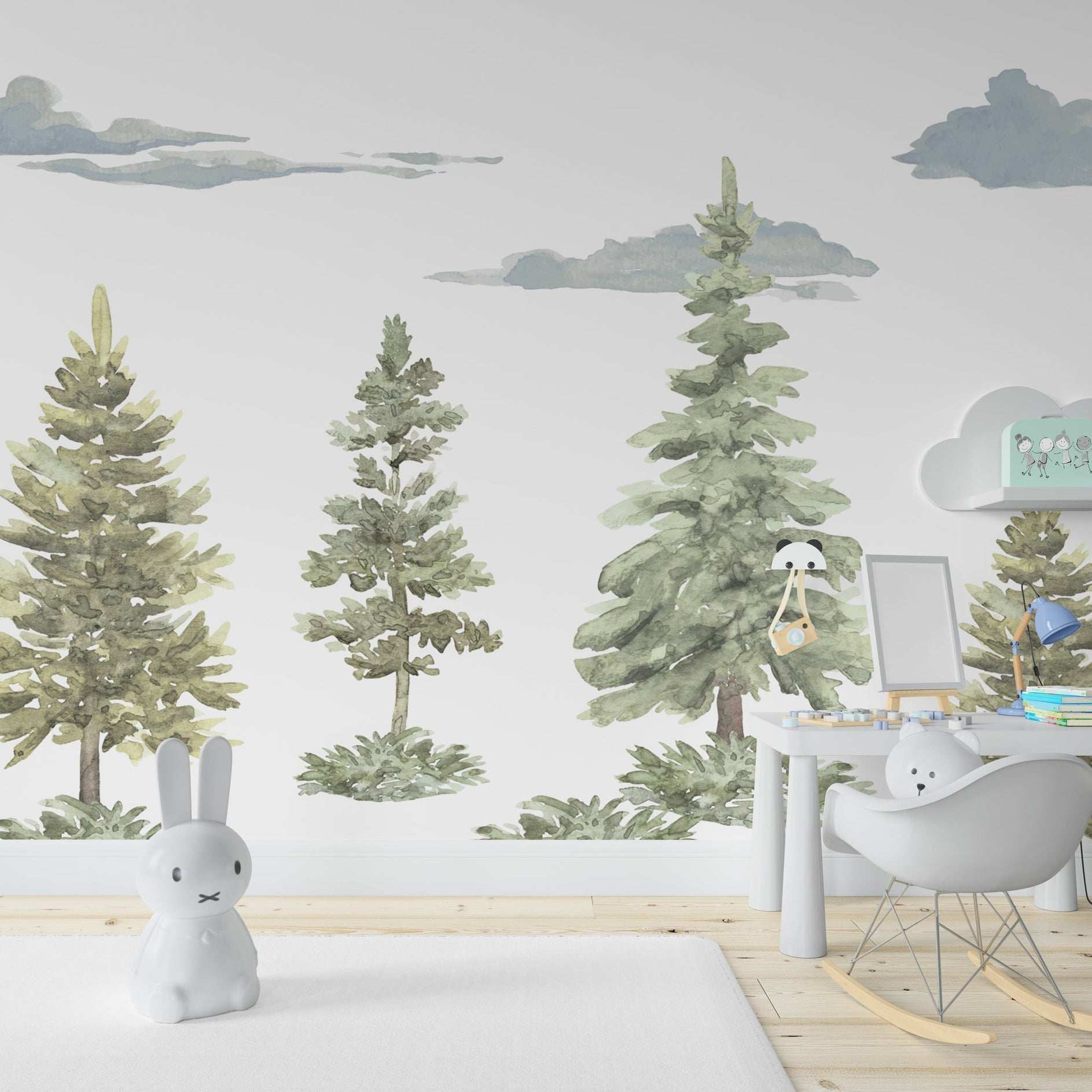 Pastel Forest Theme - Kids Room Wallpaper Mural-GraffitiWallArt