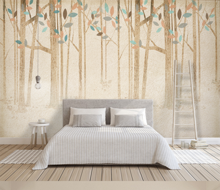 Pastel Leaves - Forest Woods Wallpaper Murals-GraffitiWallArt