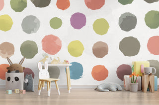 Pastel Polka Dots Kids Room Wallpaper Mural-GraffitiWallArt