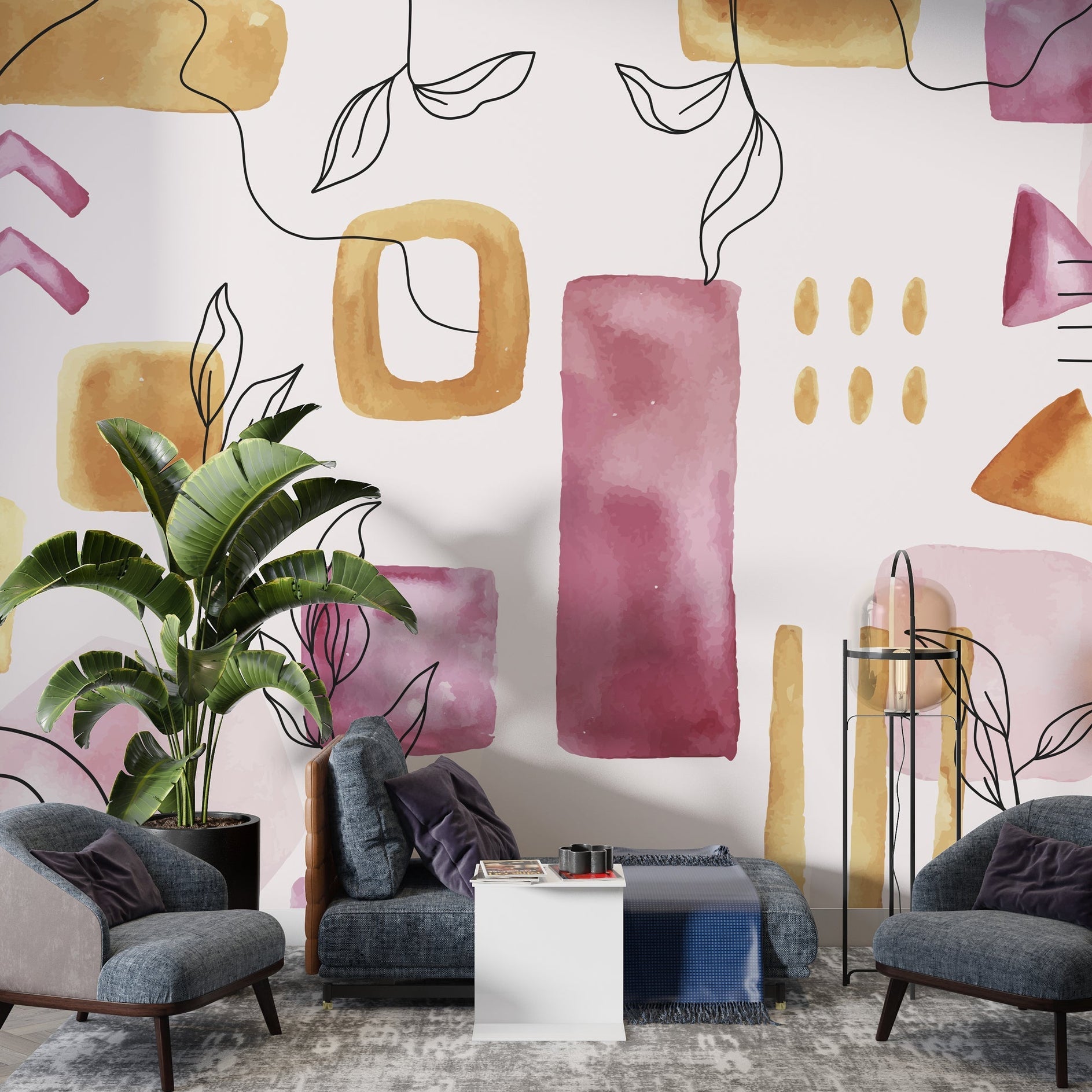 Pastel Shapes Wallpaper Mural: Vibrant Wall Decor-GraffitiWallArt