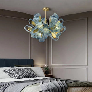 Peacock Blue Glass Chandelier: Stunning Lighting Fixtures-GraffitiWallArt