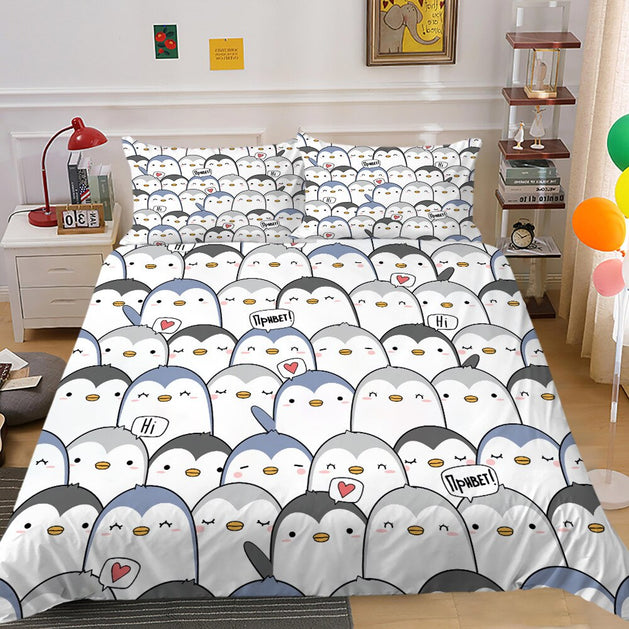 Penguin Bedding Set: Quality Penguin Bedding Set-GraffitiWallArt
