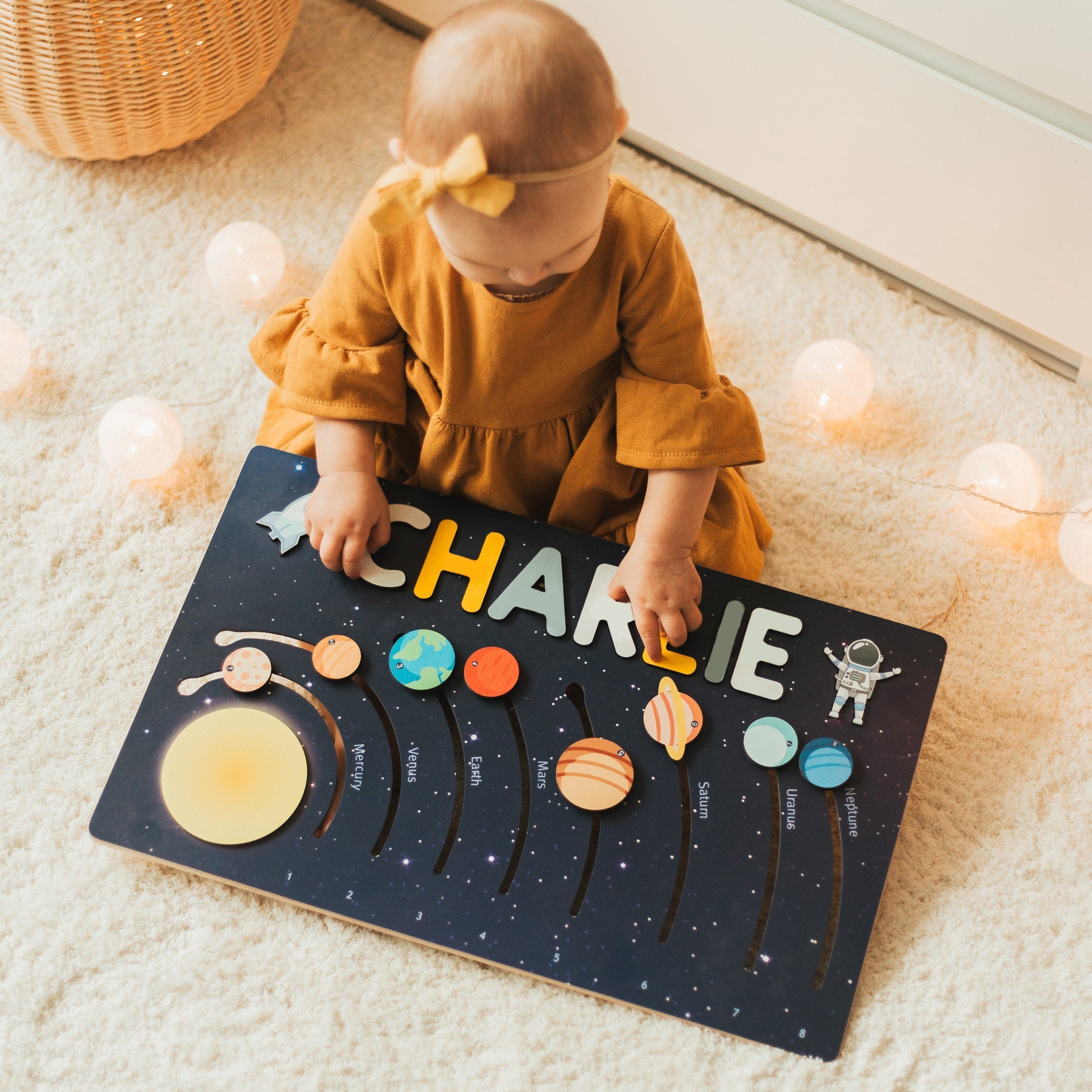 Personalize Wooden Name Puzzle Solar System-GraffitiWallArt