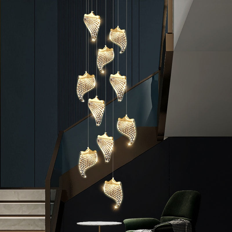 Petals Crystal Staircase Chandelier – Illuminate Your Space-GraffitiWallArt
