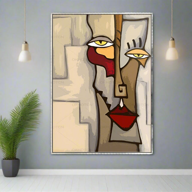 Picasso Abstract Figures Poster Blending In Face Canvas Wall Art-GraffitiWallArt