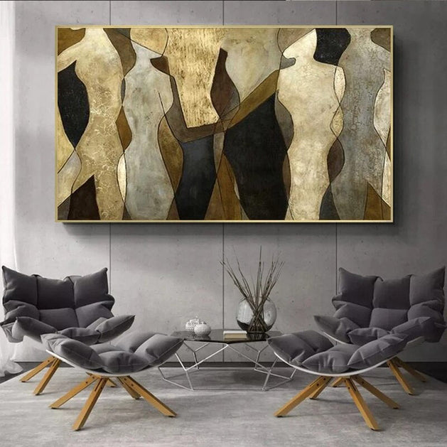 Picasso Wall Art Gold Leaf Texture Canvas Wall Art-GraffitiWallArt