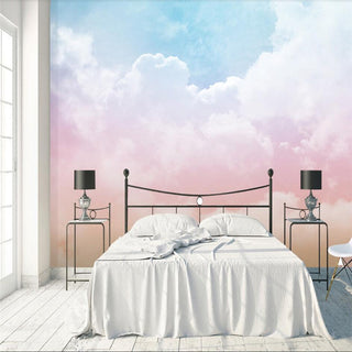 Pink and Blue Clouds Nursery Wallpaper-GraffitiWallArt