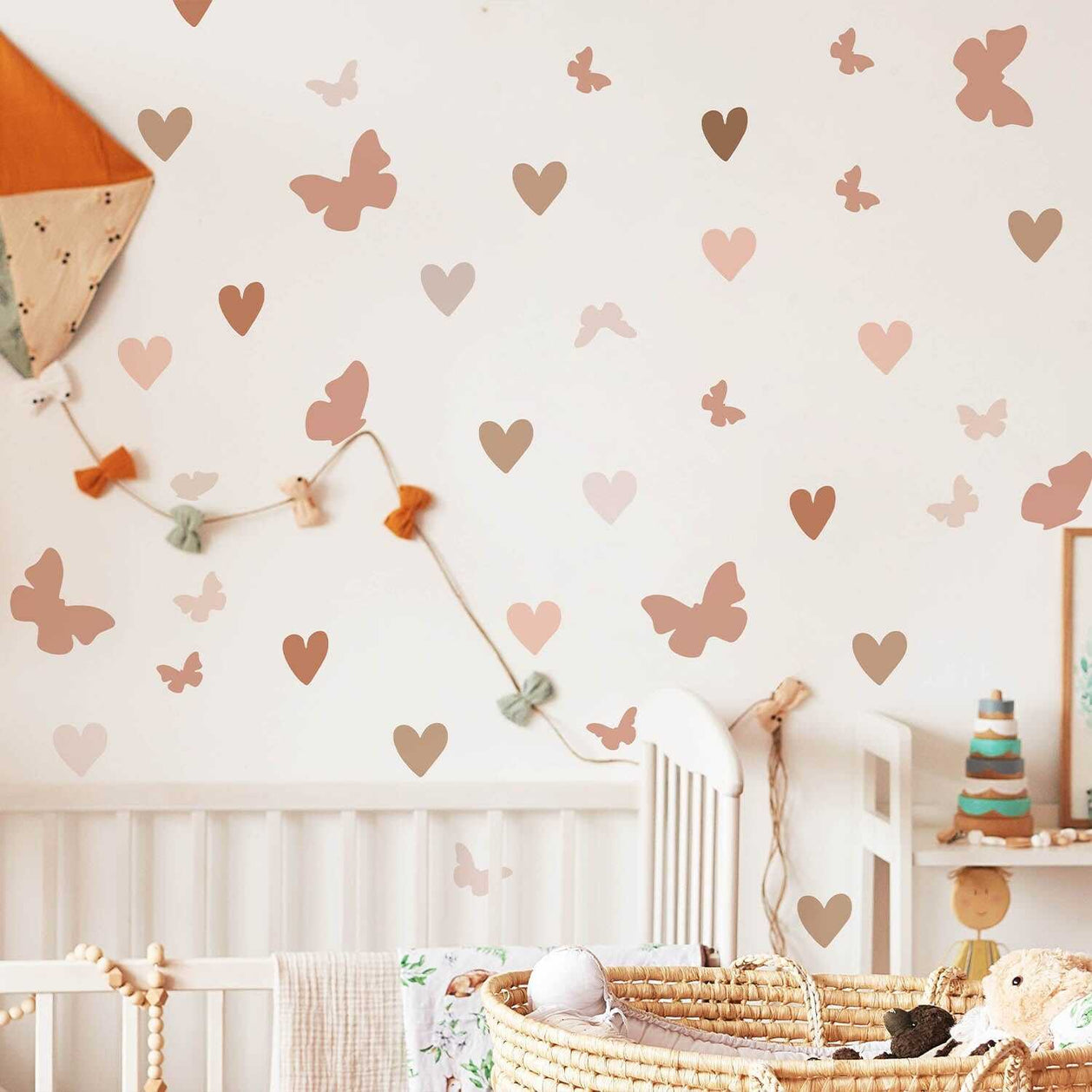 Pink Butterfly Boho Heart Stickers: Kids Wall Decal-GraffitiWallArt