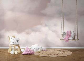 Pink Clouds - Girls Room Wallpaper Mural-GraffitiWallArt