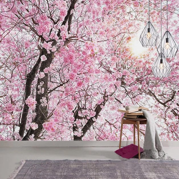 Pink Flowers Wallpaper Mural: Transform Your Space-GraffitiWallArt