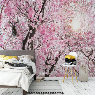 Pink Flowers Wallpaper Mural: Transform Your Space-GraffitiWallArt